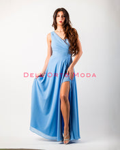 Carica l'immagine nel visualizzatore di Gallery, AZZURRO CELESTE abito monospalla