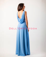 Carica l'immagine nel visualizzatore di Gallery, AZZURRO CELESTE abito schiena drappeggio