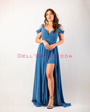 Carica l'immagine nel visualizzatore di Gallery, AZZURRO CARTA abito corpetto cuore con maniche