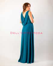 Carica l'immagine nel visualizzatore di Gallery, AZZURRO CELESTE abito schiena drappeggio