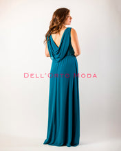 Carica l'immagine nel visualizzatore di Gallery, AZZURRO CELESTE abito schiena drappeggio