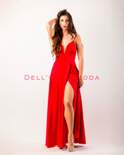 Carica l'immagine nel visualizzatore di Gallery, AZZURRO POLVERE abito spalline gioiello