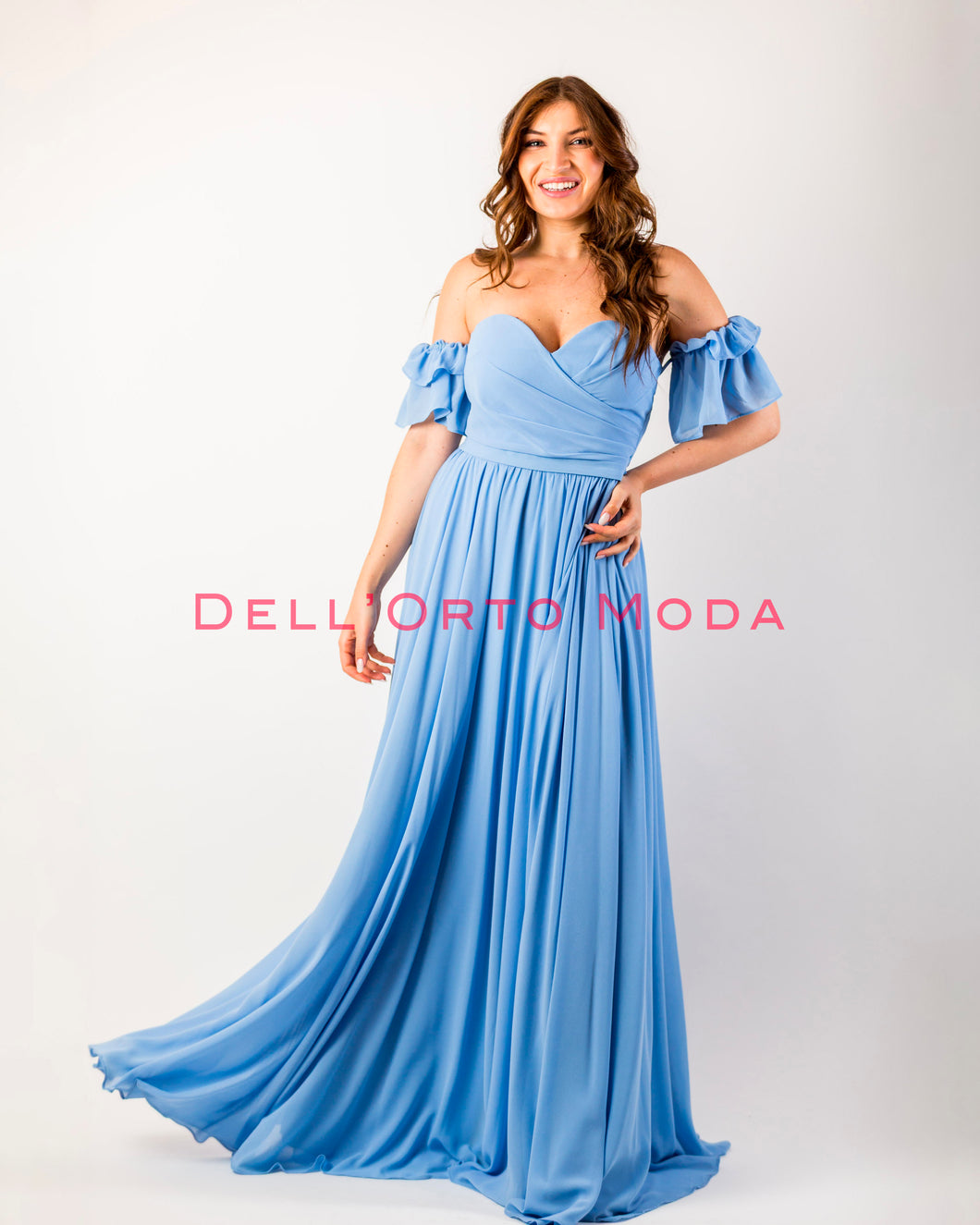 AZZURRO CELESTE abito scollo cuore