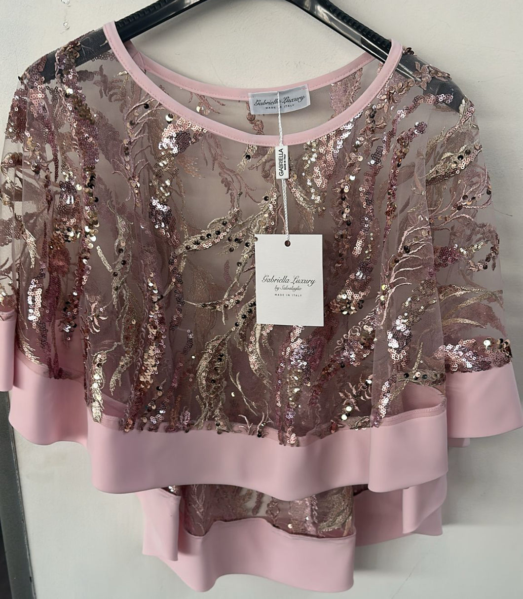 ROSA Poncho ricamato paillettes