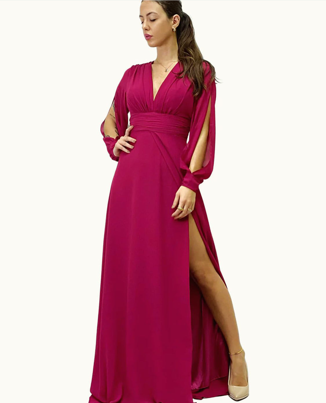 ROSSO MAGENTA abito maniche