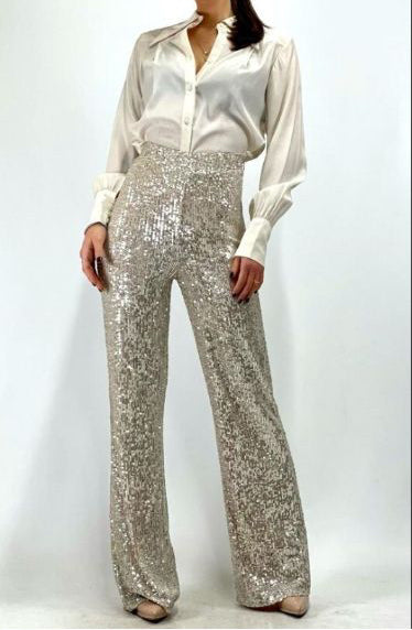 Pantalone palazzo paillettes